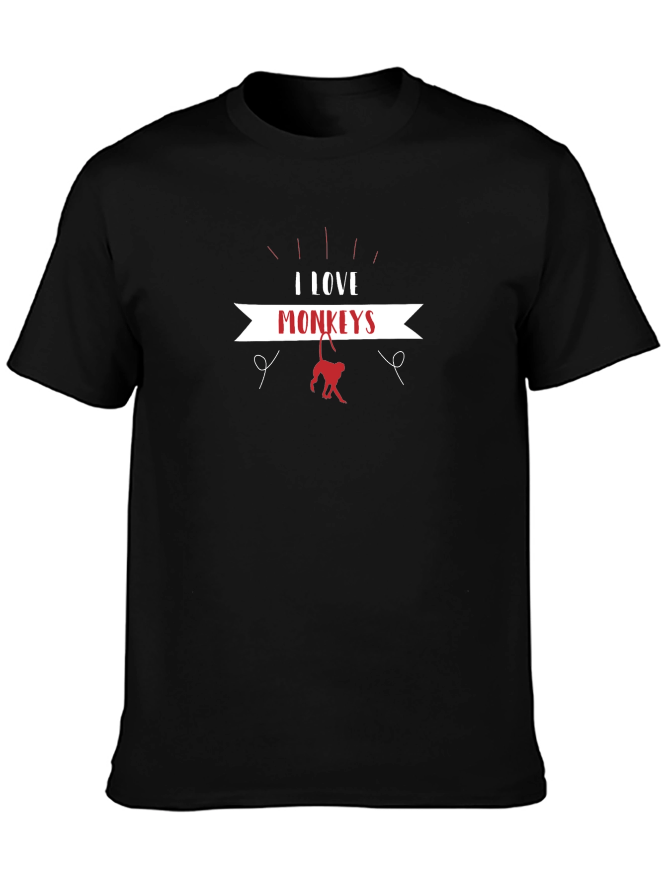 I Love Monkeys Black T-Shirt