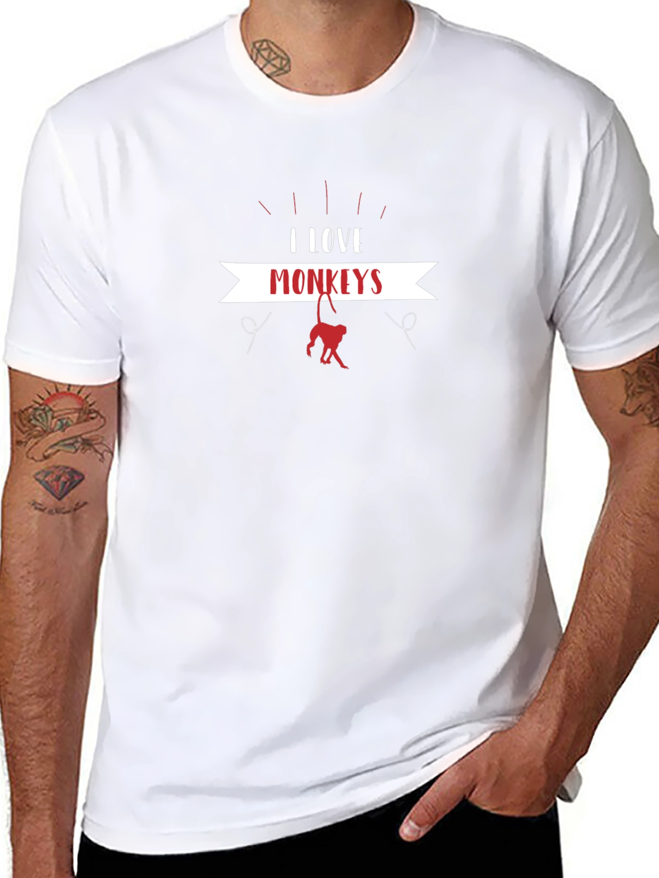 I Love Monkeys Black T-Shirt