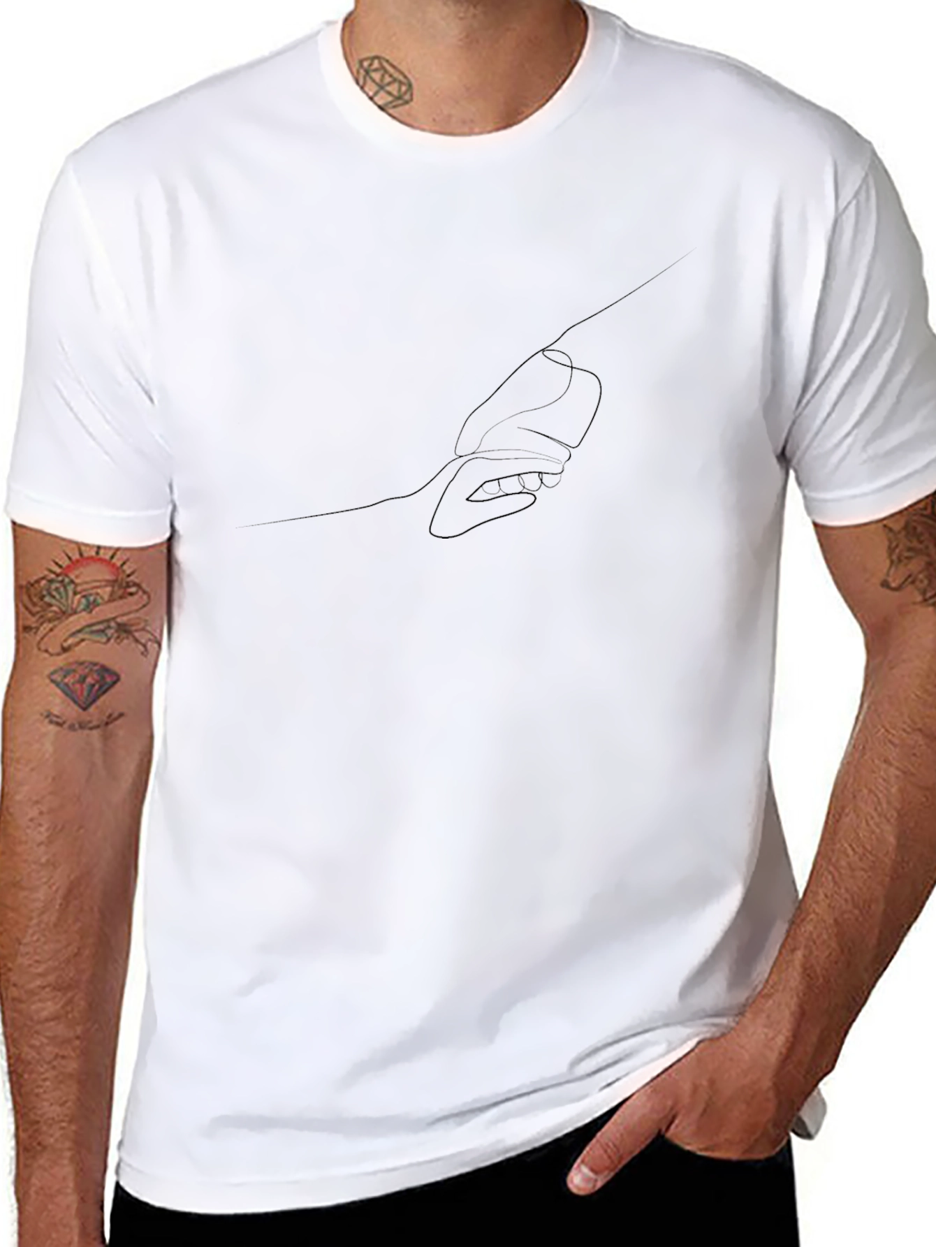 Minimalist Hand-Holding Graphic Tee - Black Unisex