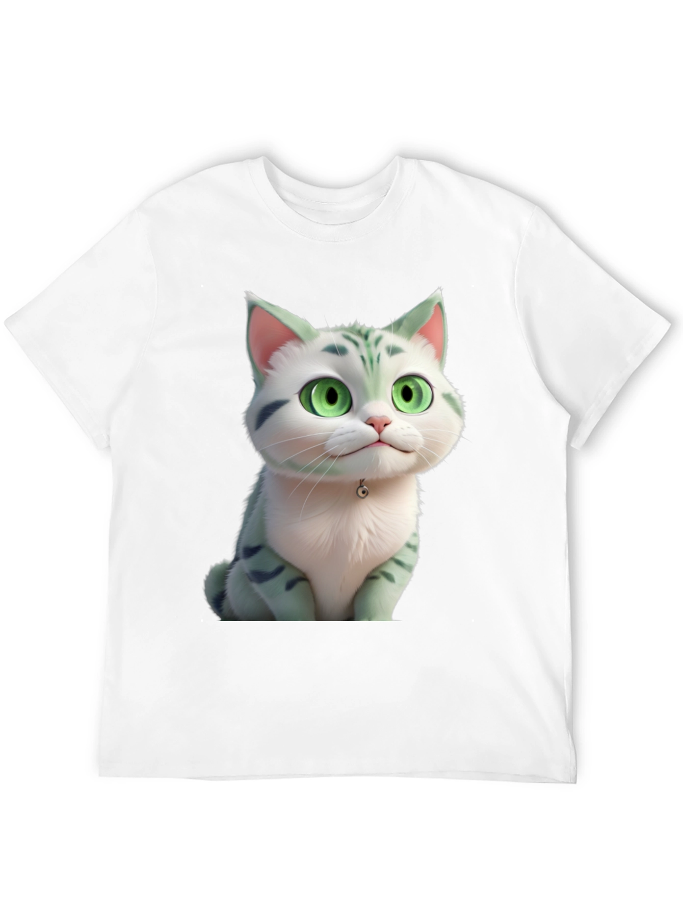 Cartoon Cat Graphic Tee - Black