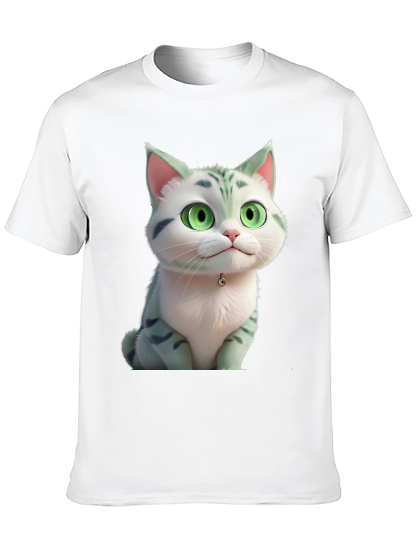 Cartoon Cat Graphic Tee - Black