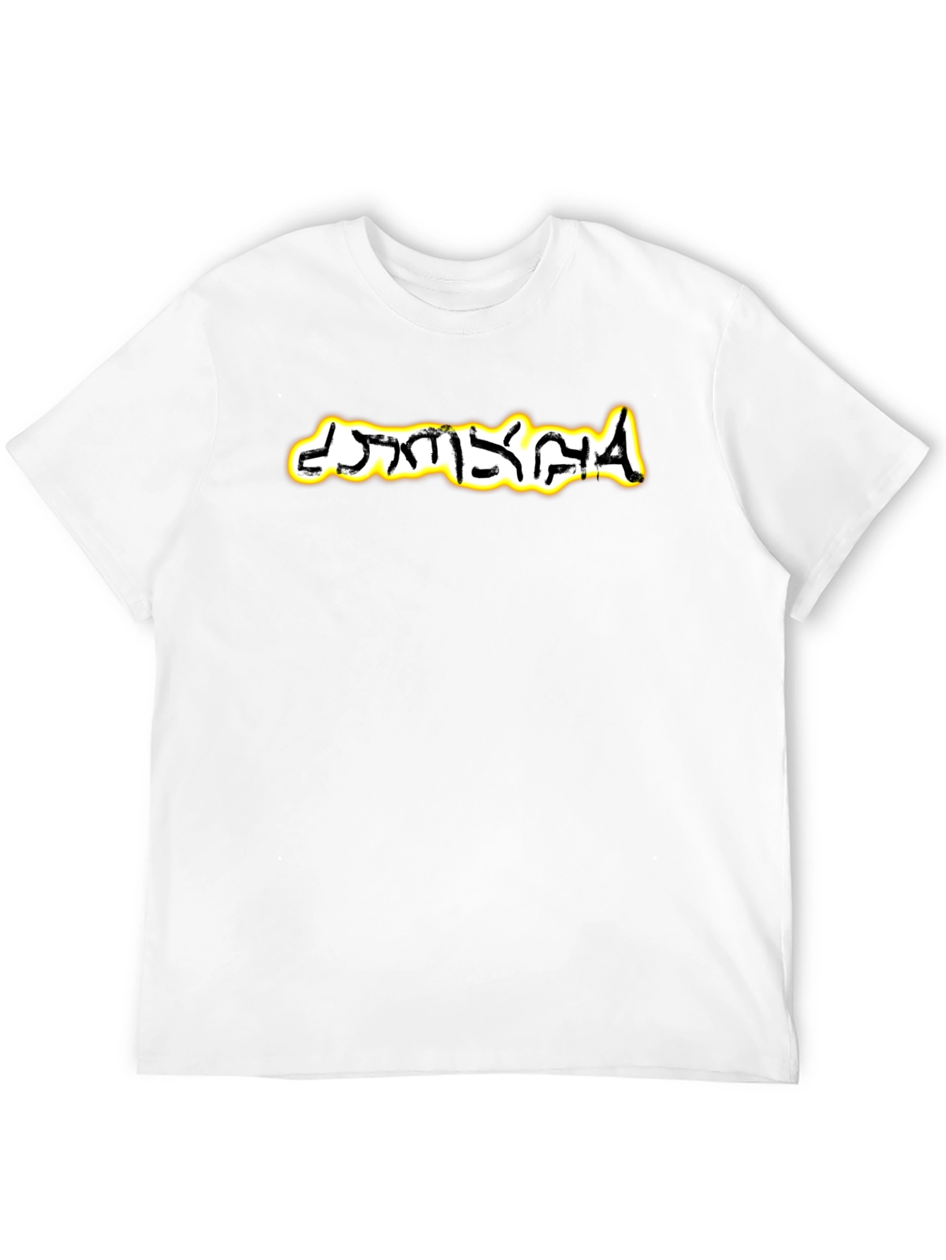 Graphic Tee: Unique Script Soft Black Cotton
