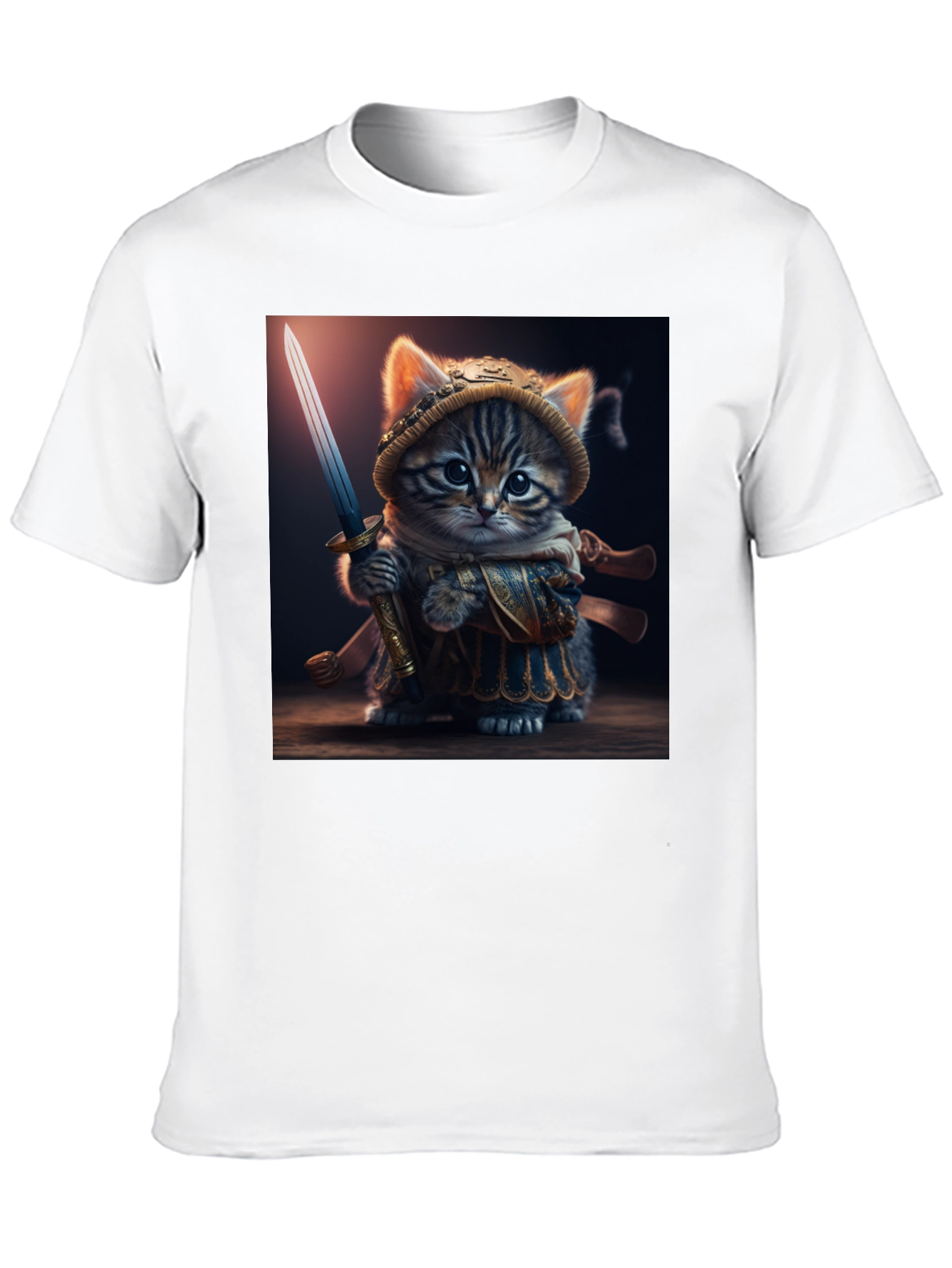 Samurai Cat T-Shirt - Warrior Kitten Graphic Tee