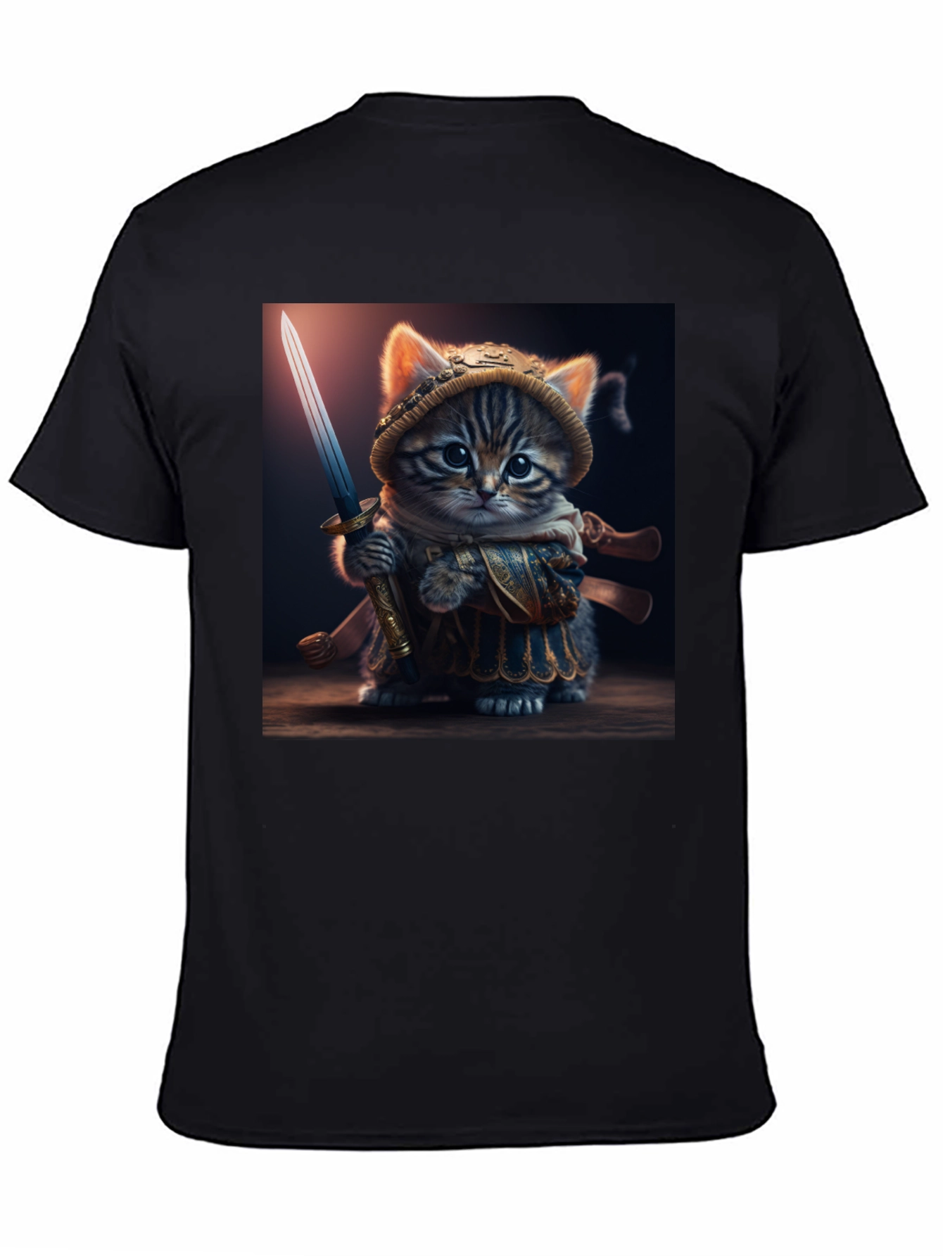 Samurai Cat T-Shirt - Warrior Kitten Graphic Tee