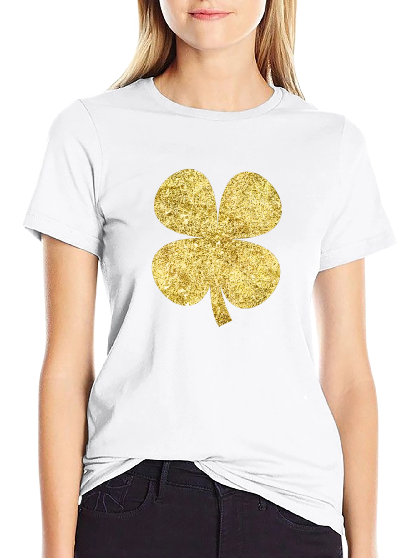 Golden Clover Graphic Black T-Shirt