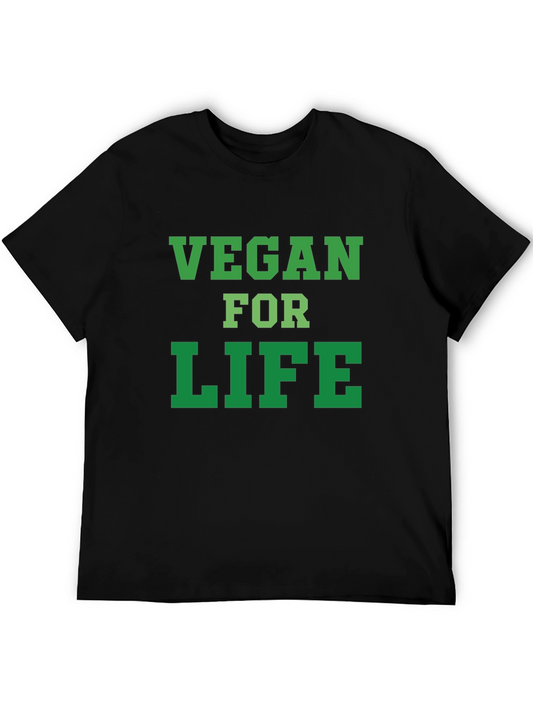 Vegan for Life T-Shirt - Black Crew Neck Tee