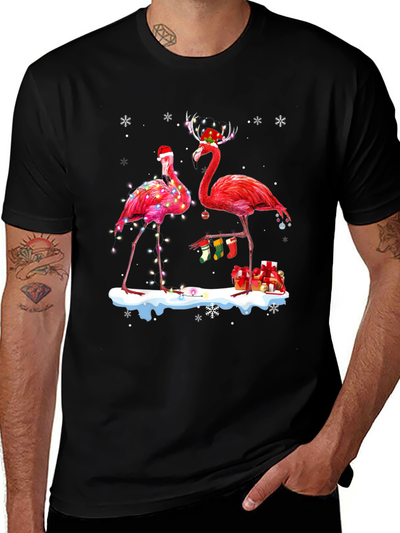Festive Flamingo Christmas T-Shirt