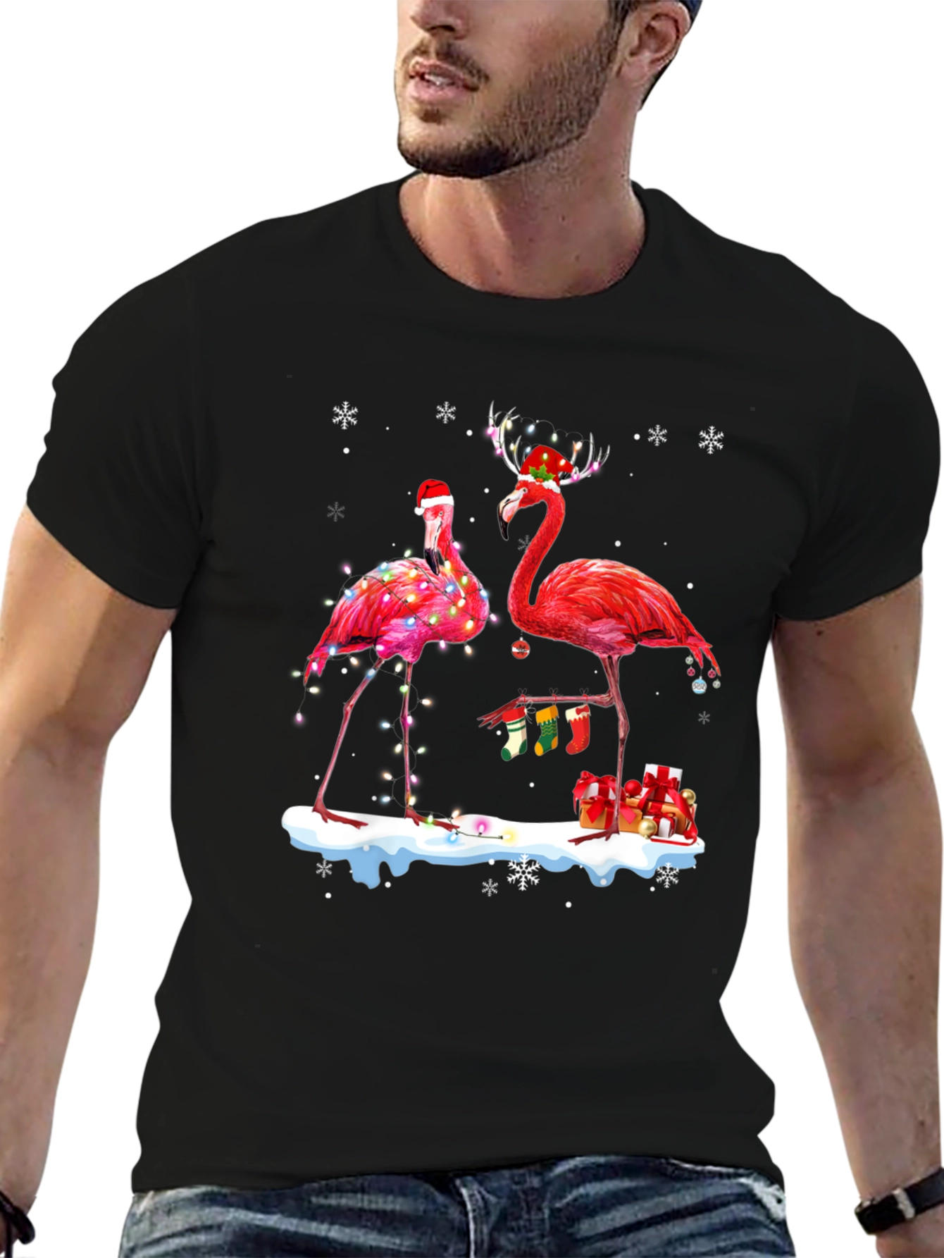 Festive Flamingo Christmas T-Shirt