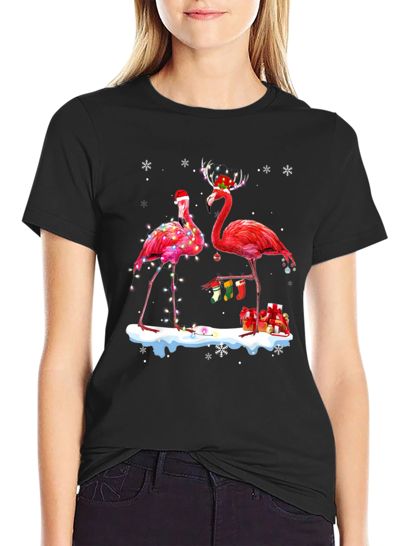 Festive Flamingo Christmas T-Shirt