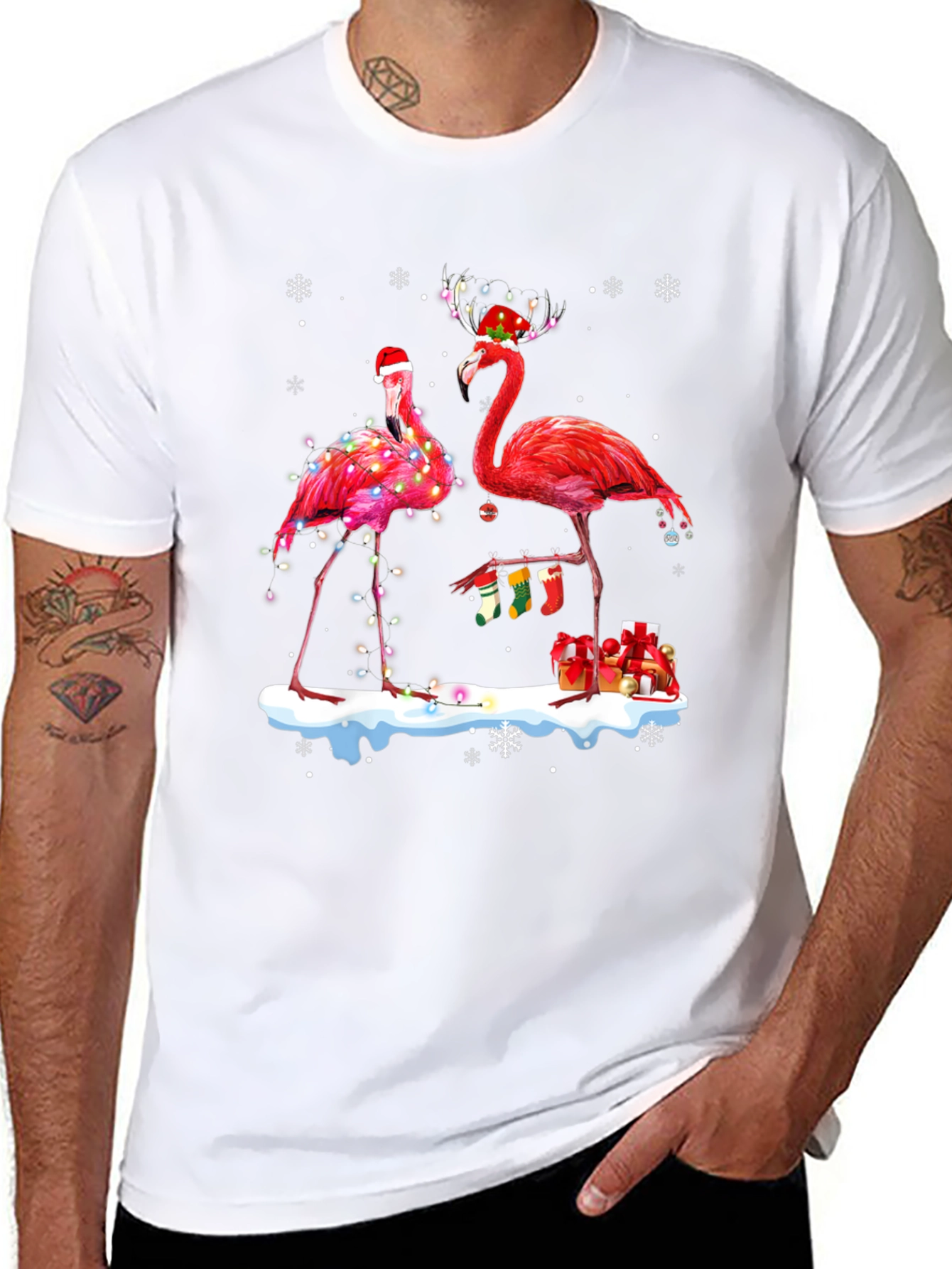 Festive Flamingo Christmas T-Shirt