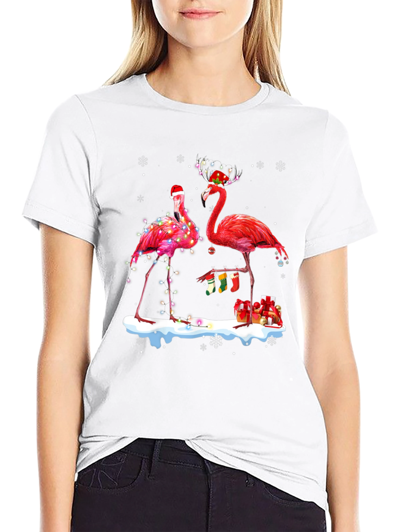 Festive Flamingo Christmas T-Shirt