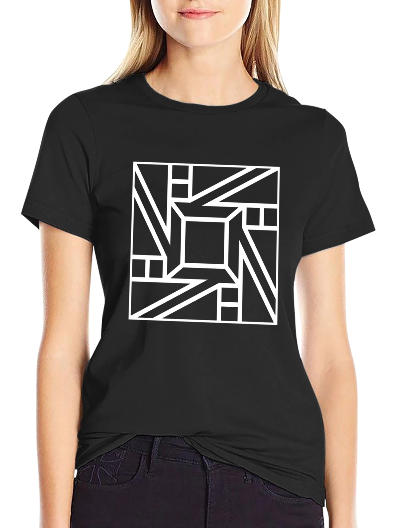 Geometric Square Graphic T-Shirt - Modern Style