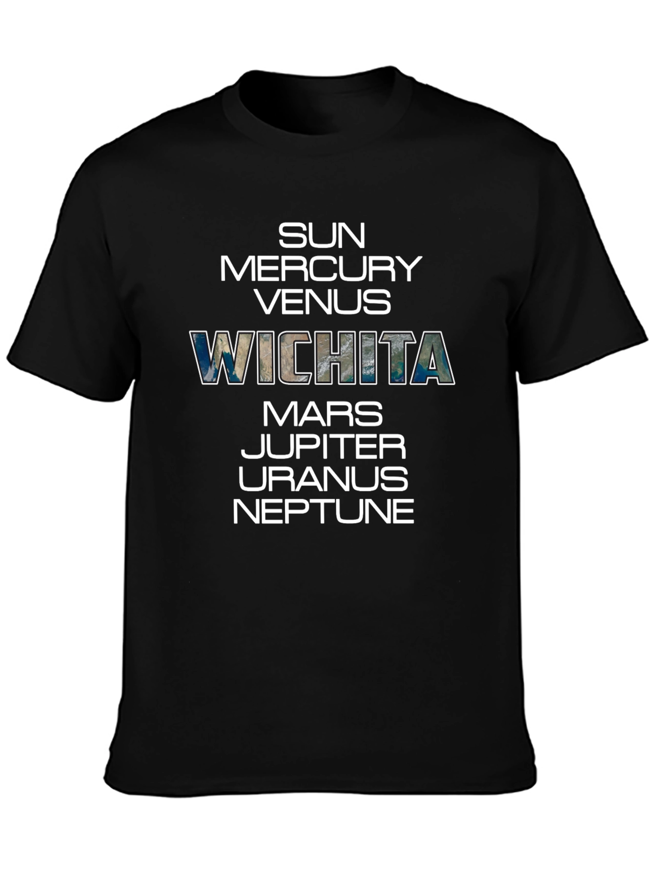 Planets and Wichita T-Shirt - Black Cotton Tee