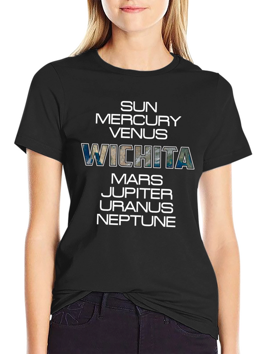 Planets and Wichita T-Shirt - Black Cotton Tee