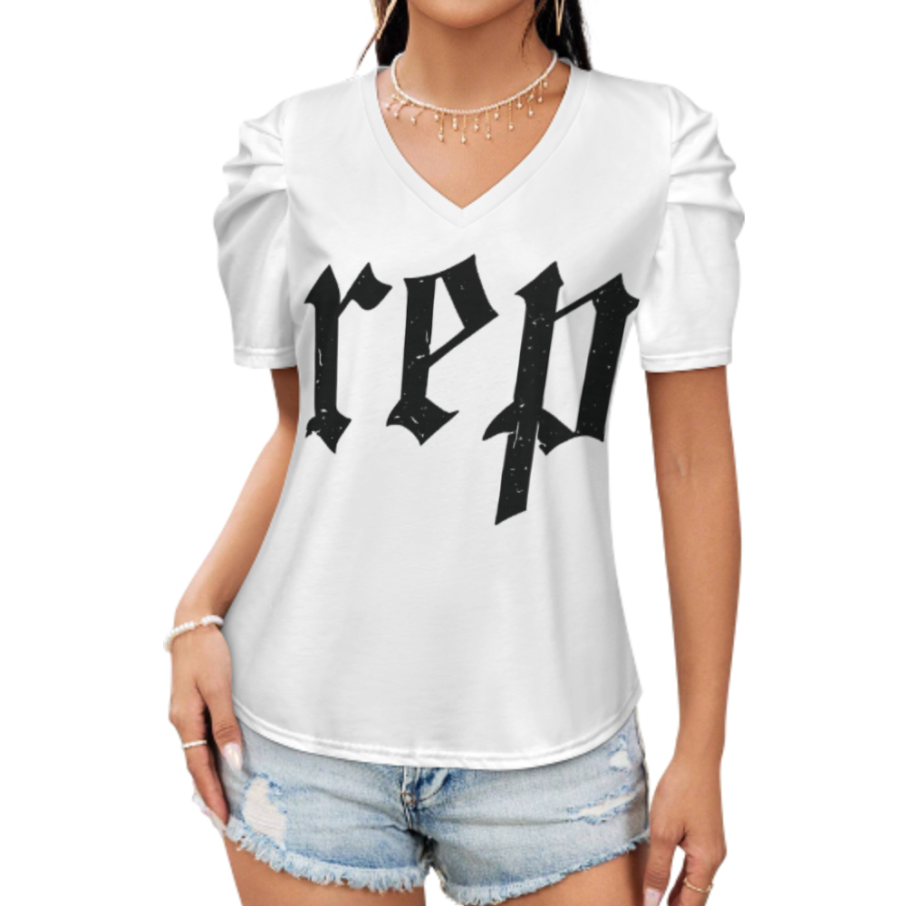 Vintage Gothic REP Letter Shirt, Old English Streetwear Graphic Tee, Minimal Black Letter Aesthetic Top, Urban Y2K Fashion Apparel, Retro Typographic Shirt(z699)