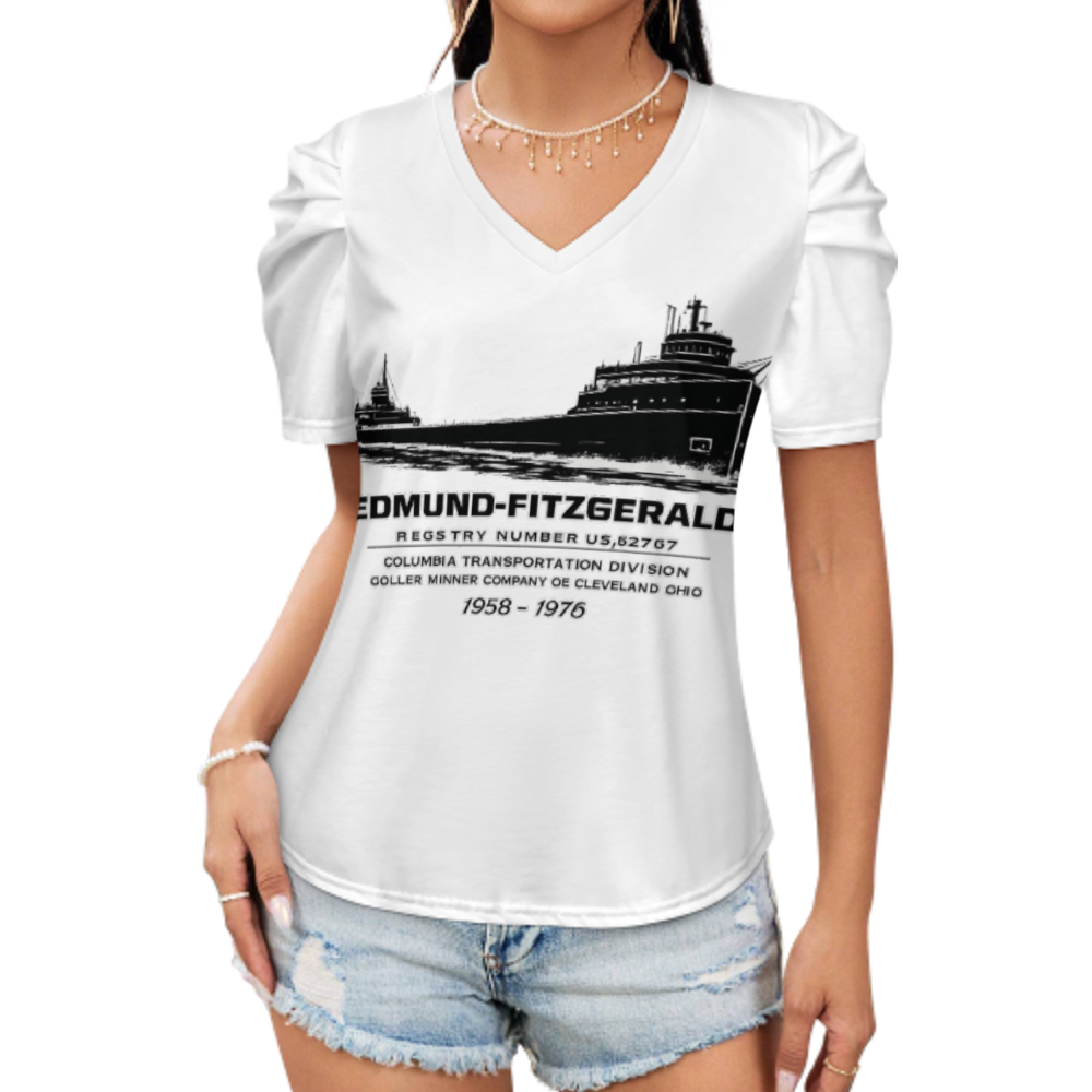 Edmund Fitzgerald Vintage Ship Graphic Tee, Great Lakes Freighter Shirt, Nautical History T-Shirt, Retro Maritime Graphic Top, Classic Lake Superior Boat Apparel(z694)