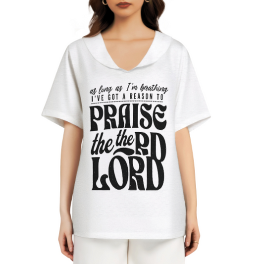 Christian Faith Graphic Tee, Praise the Lord Typography Shirt, Inspirational Religious Quote Top, Vintage Style Worship T-Shirt(z722)