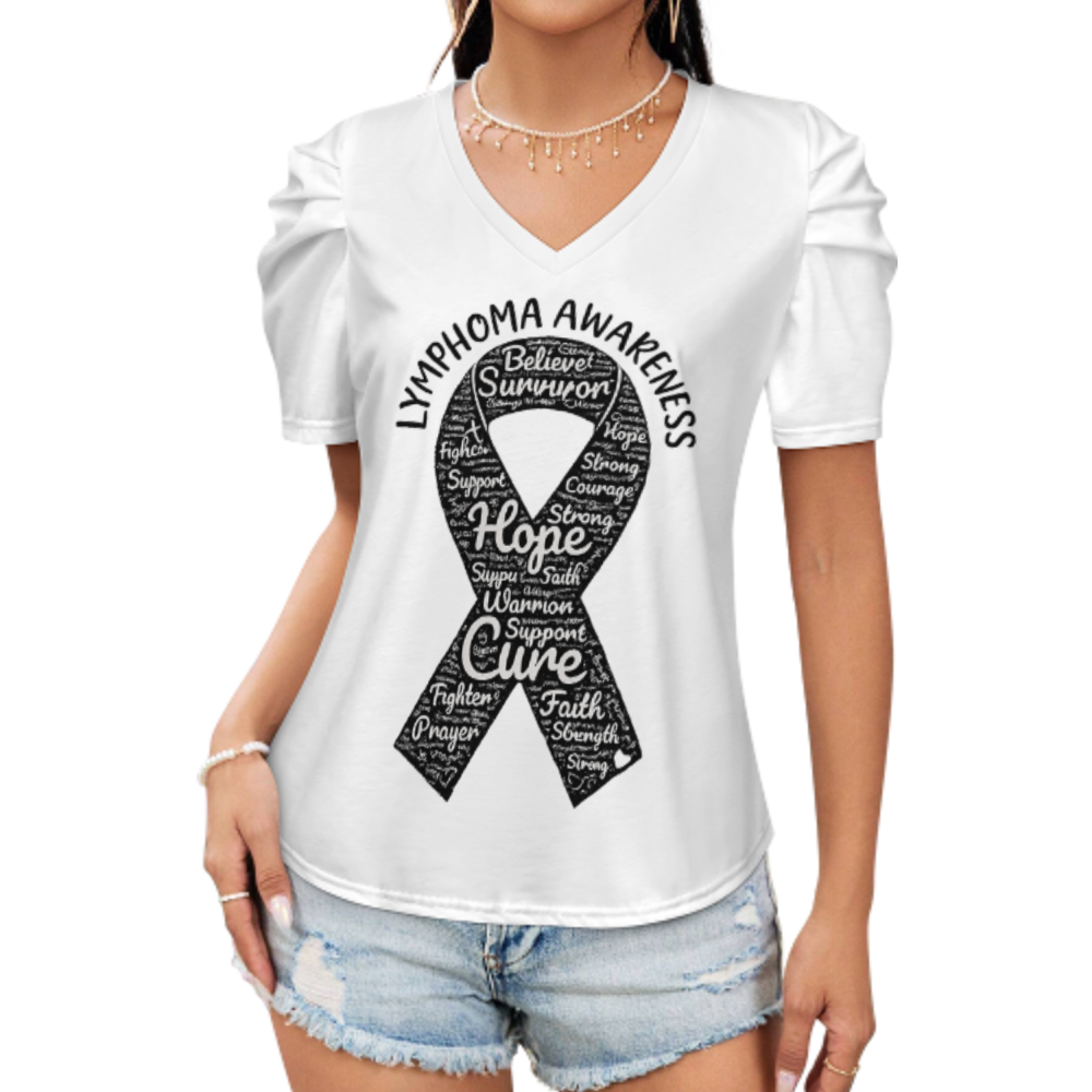 Lymphoma Awareness Hope Ribbon Shirt, Inspirational Cancer Support Tee, Survivor Strength Graphic Top, Awareness Month Gift, Faith Courage Motivation Apparel(z697)