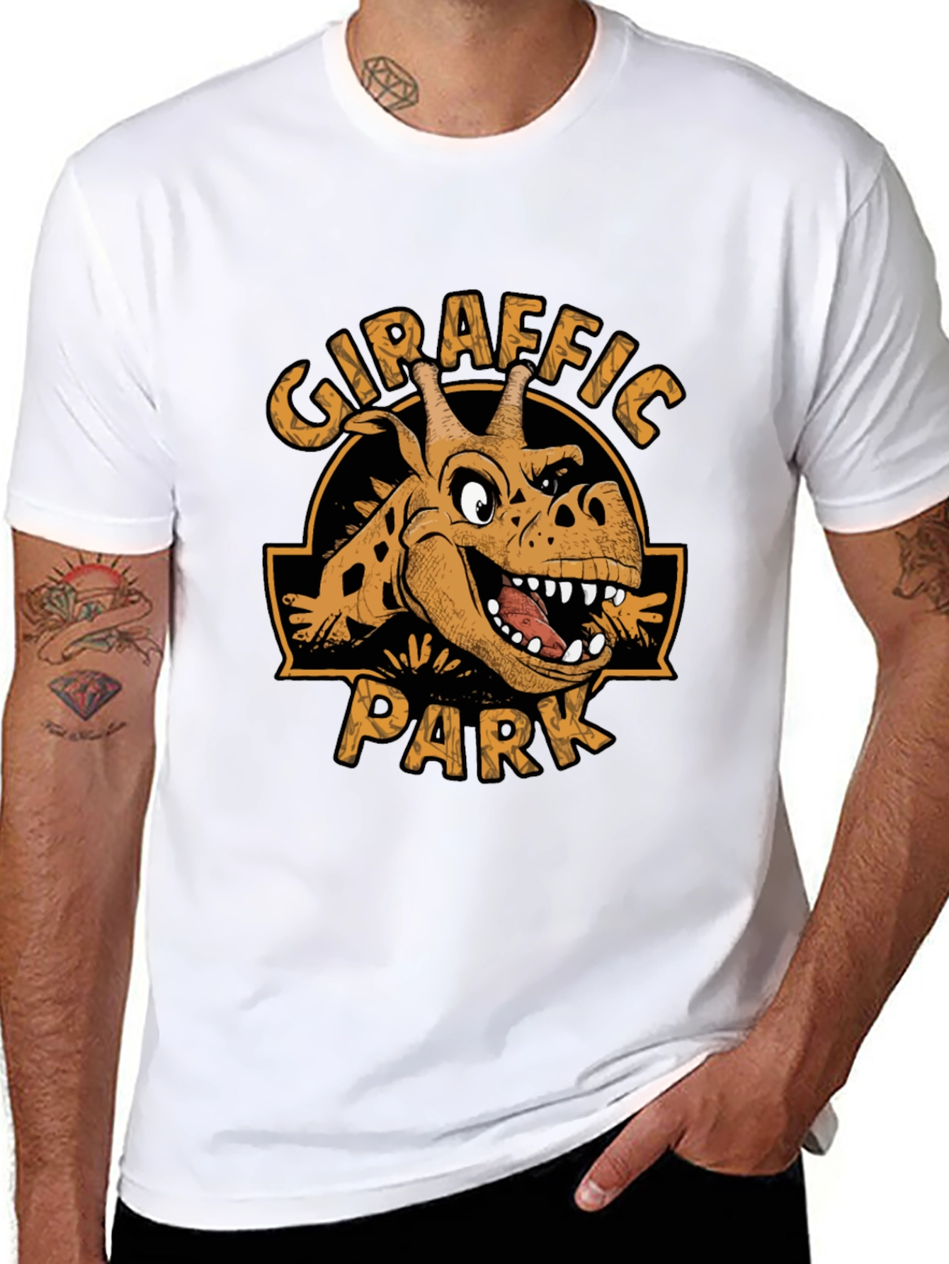 Giraffaic Park T-Shirt - Novelty Giraffe Jurassic Parody