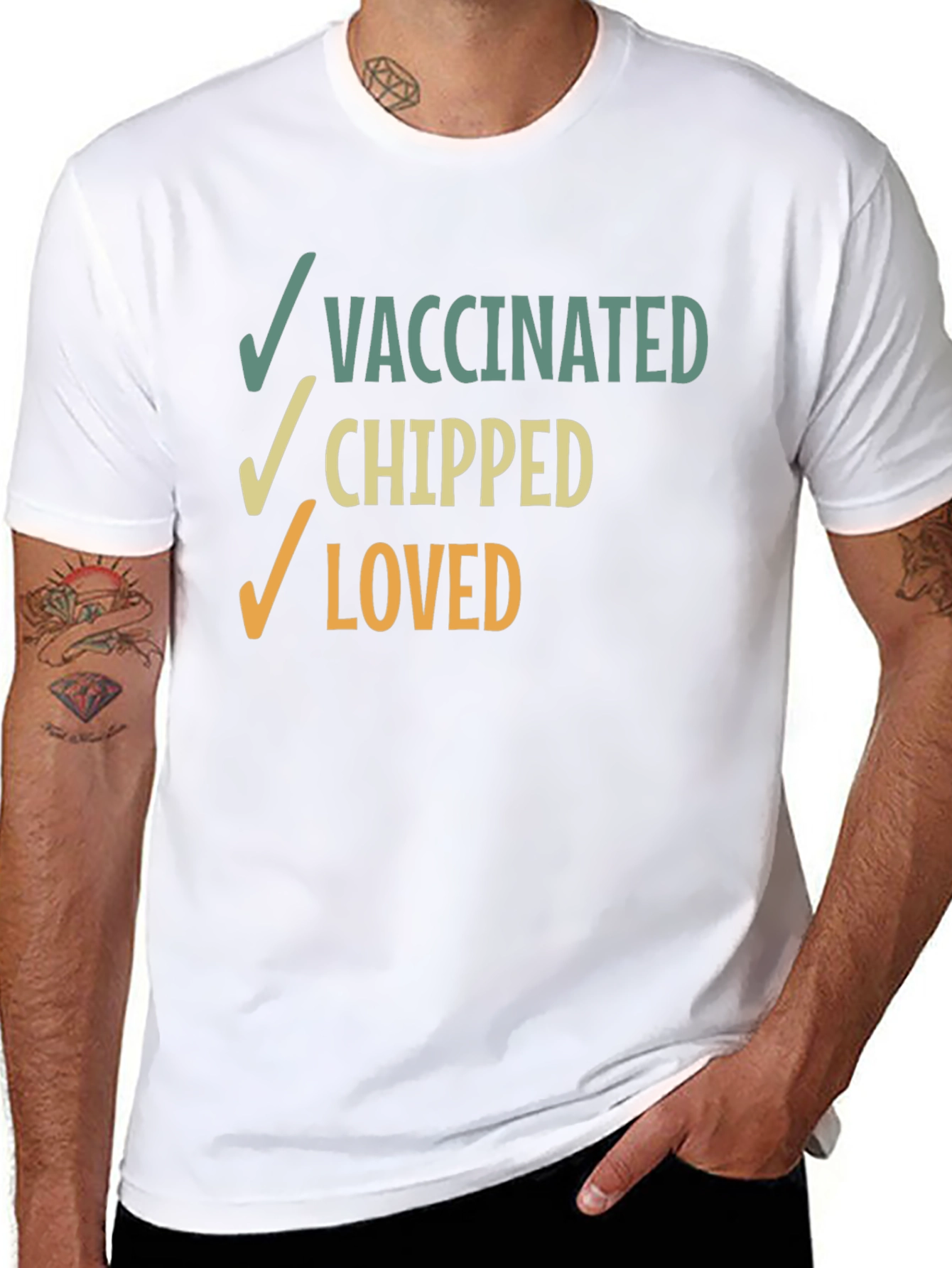 Vaccinated Chipped Loved Graphic T-Shirt