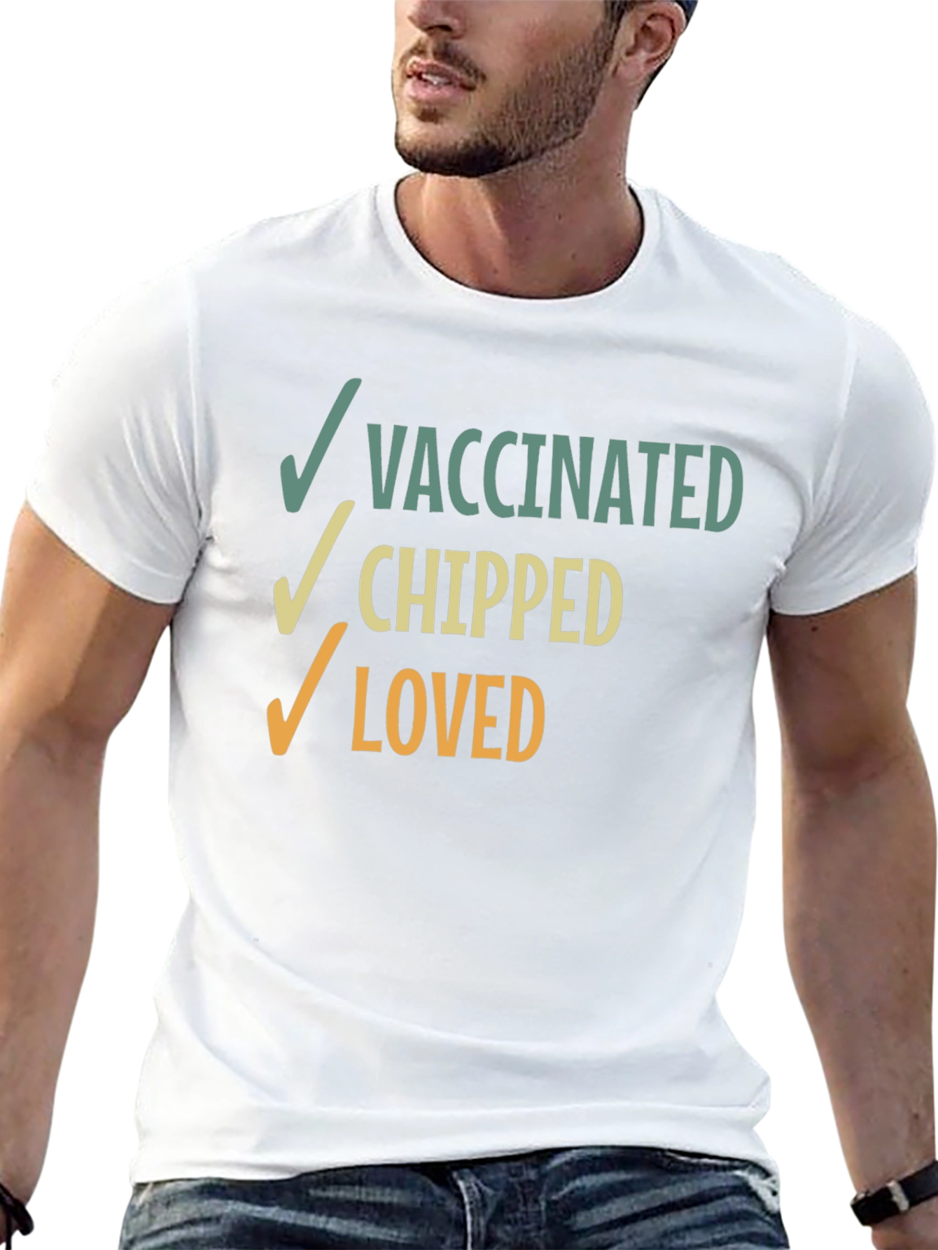 Vaccinated Chipped Loved Graphic T-Shirt
