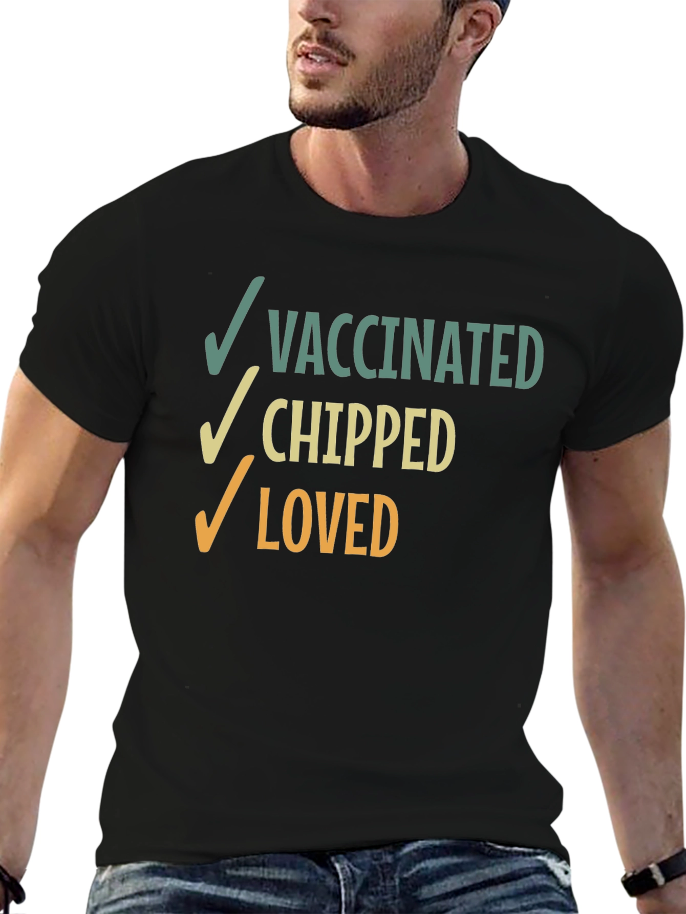 Vaccinated Chipped Loved Graphic T-Shirt