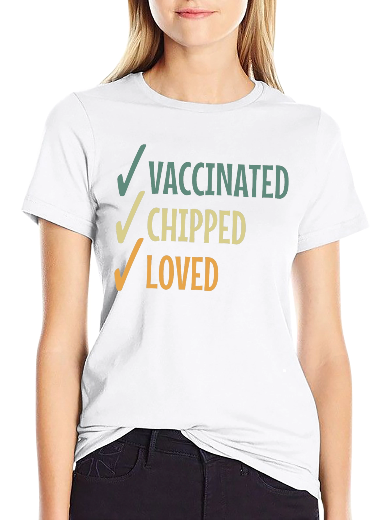 Vaccinated Chipped Loved Graphic T-Shirt