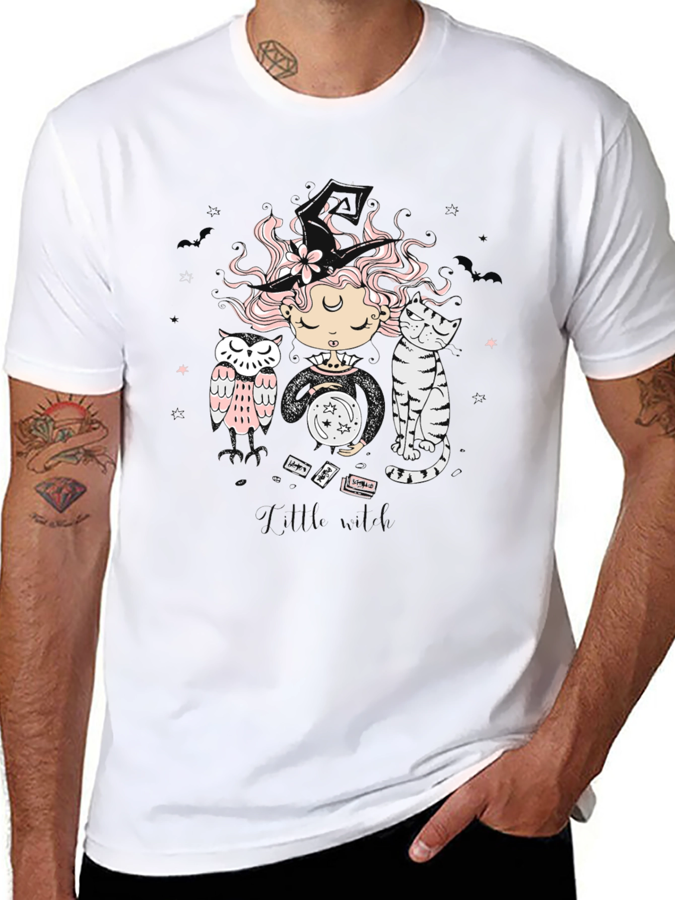 Mystic Witch T-Shirt - Cat & Owl Graphic Tee