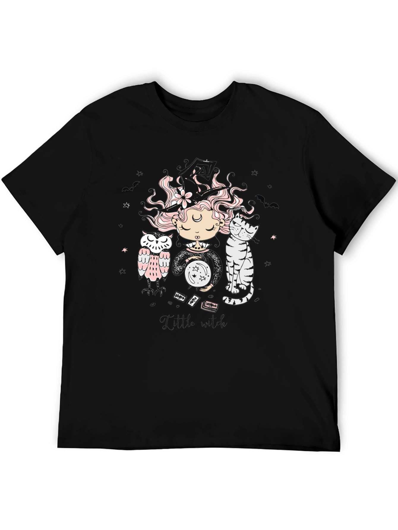 Mystic Witch T-Shirt - Cat & Owl Graphic Tee
