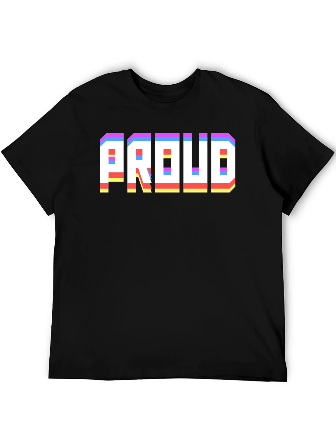 Retro Pixel PROUD Graphic Black T-Shirt