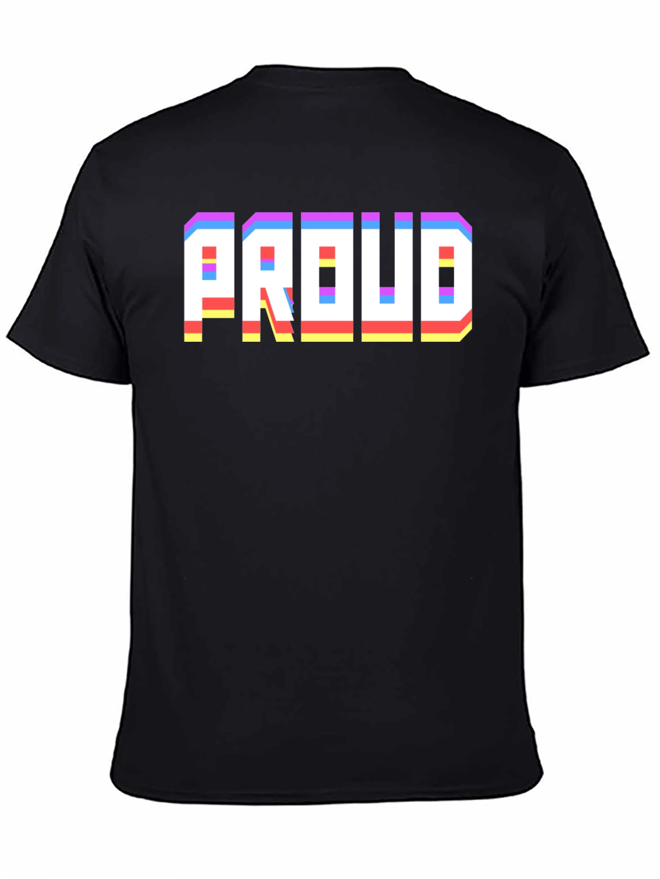 Retro Pixel PROUD Graphic Black T-Shirt