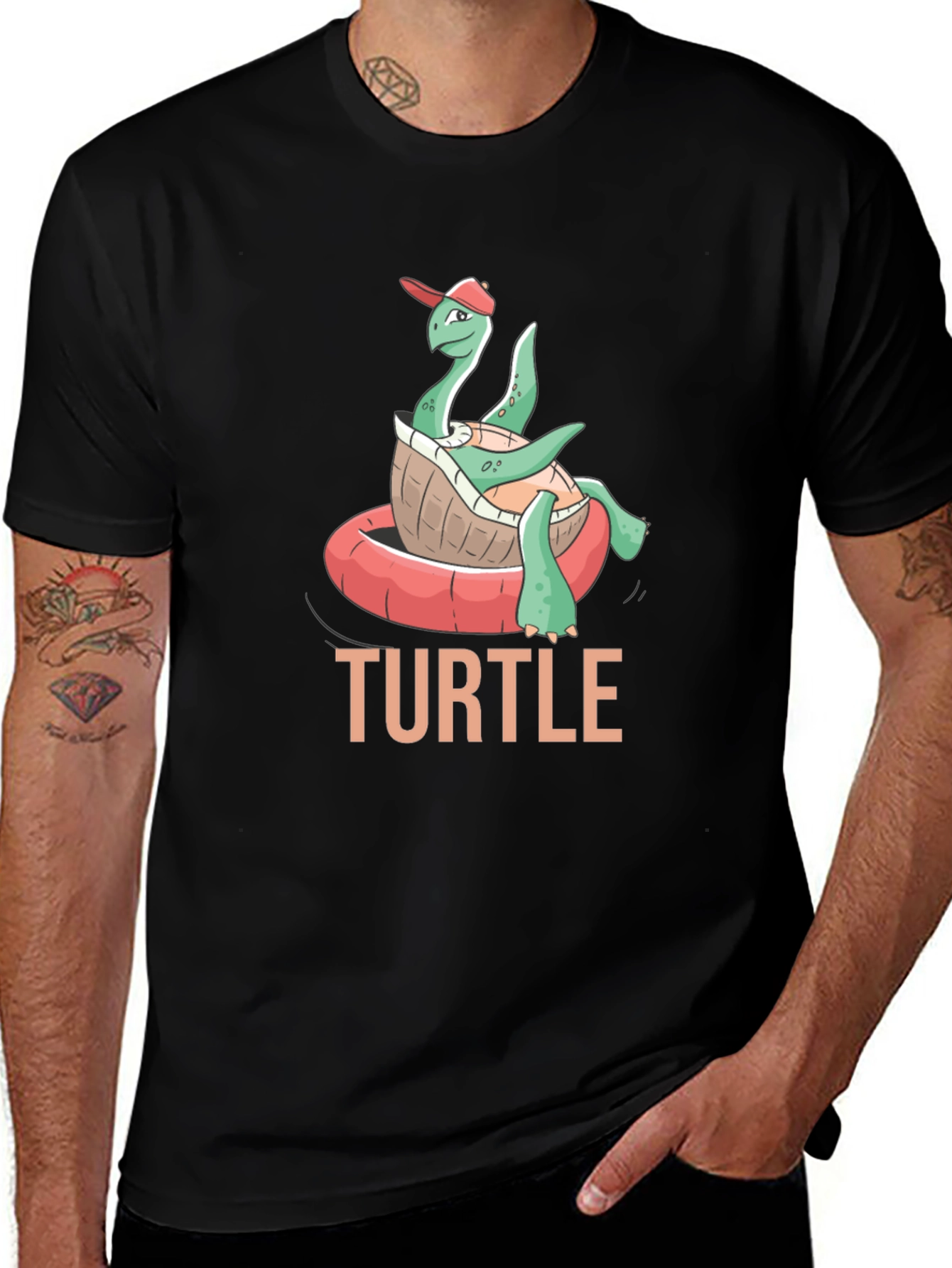 Funny Turtle in Pool Float T-Shirt