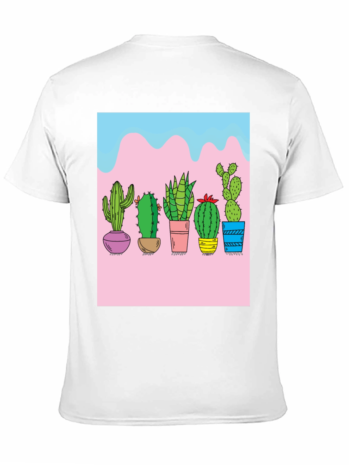 Cactus Print Black Tee - Unique Graphic Design