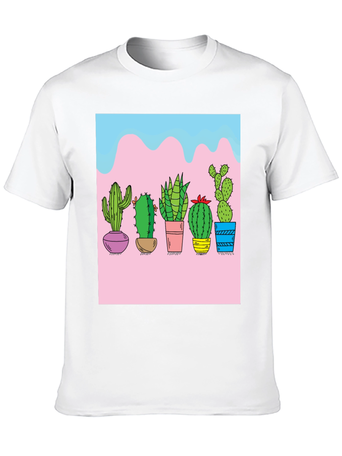 Cactus Print Black Tee - Unique Graphic Design