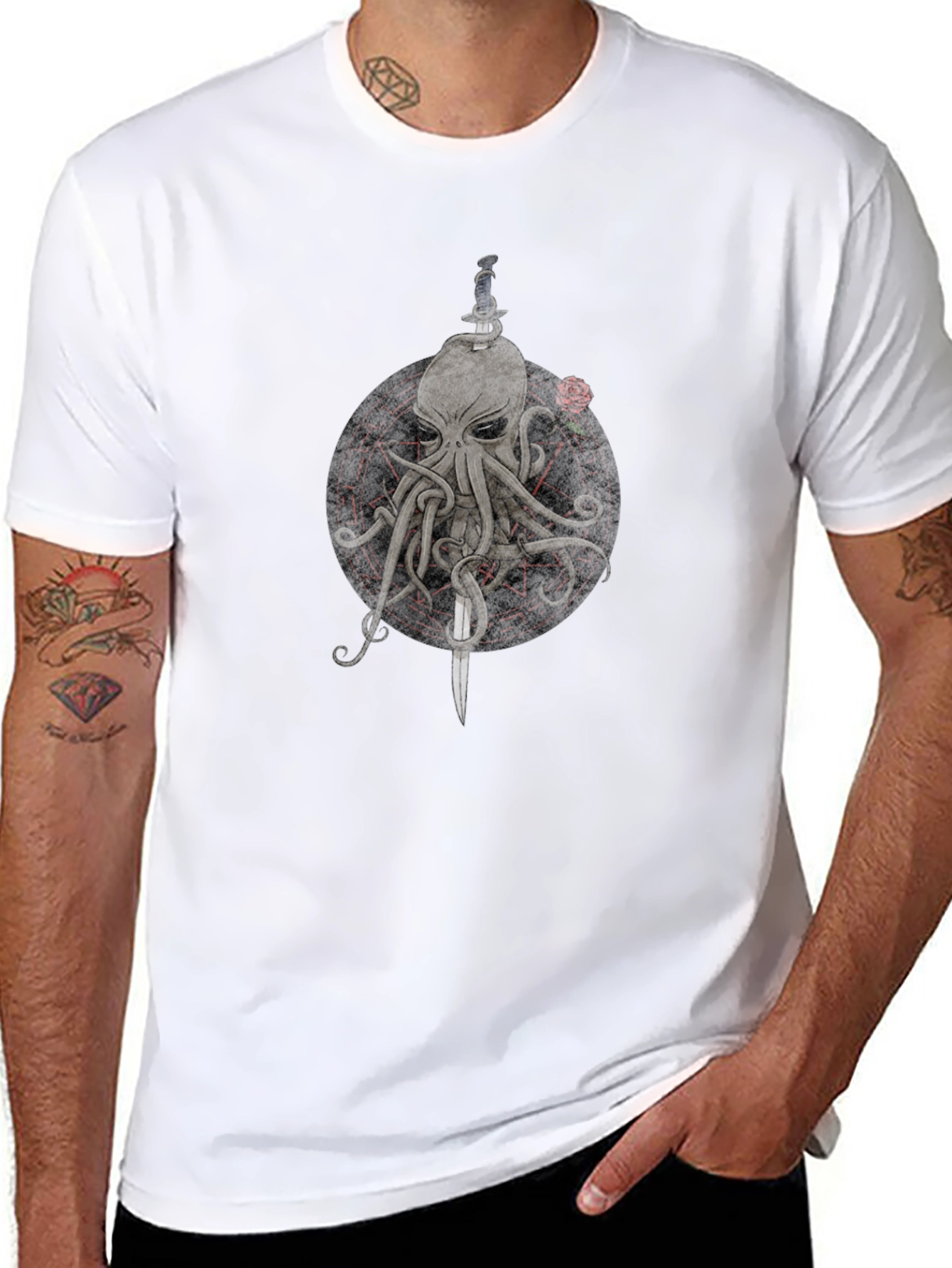 Octopus & Dagger Graphic Tee - Mens Black T-Shirt