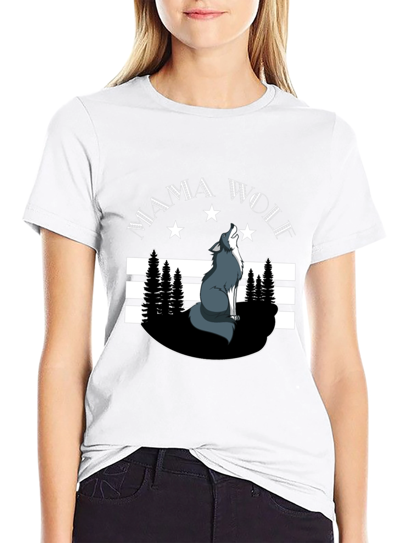 Mama Wolf Graphic Tee - Black