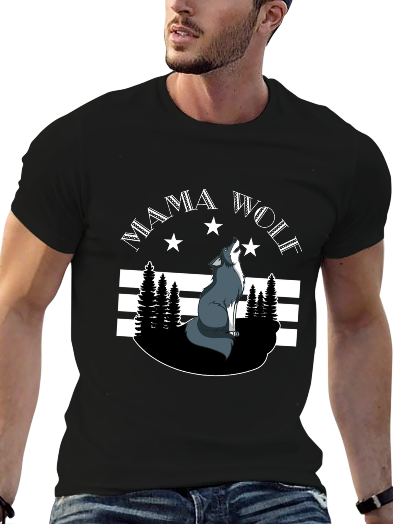 Mama Wolf Graphic Tee - Black