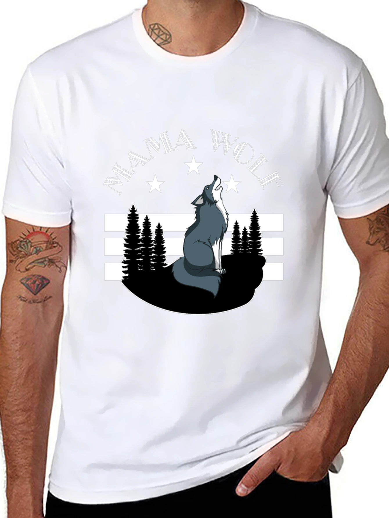 Mama Wolf Graphic Tee - Black