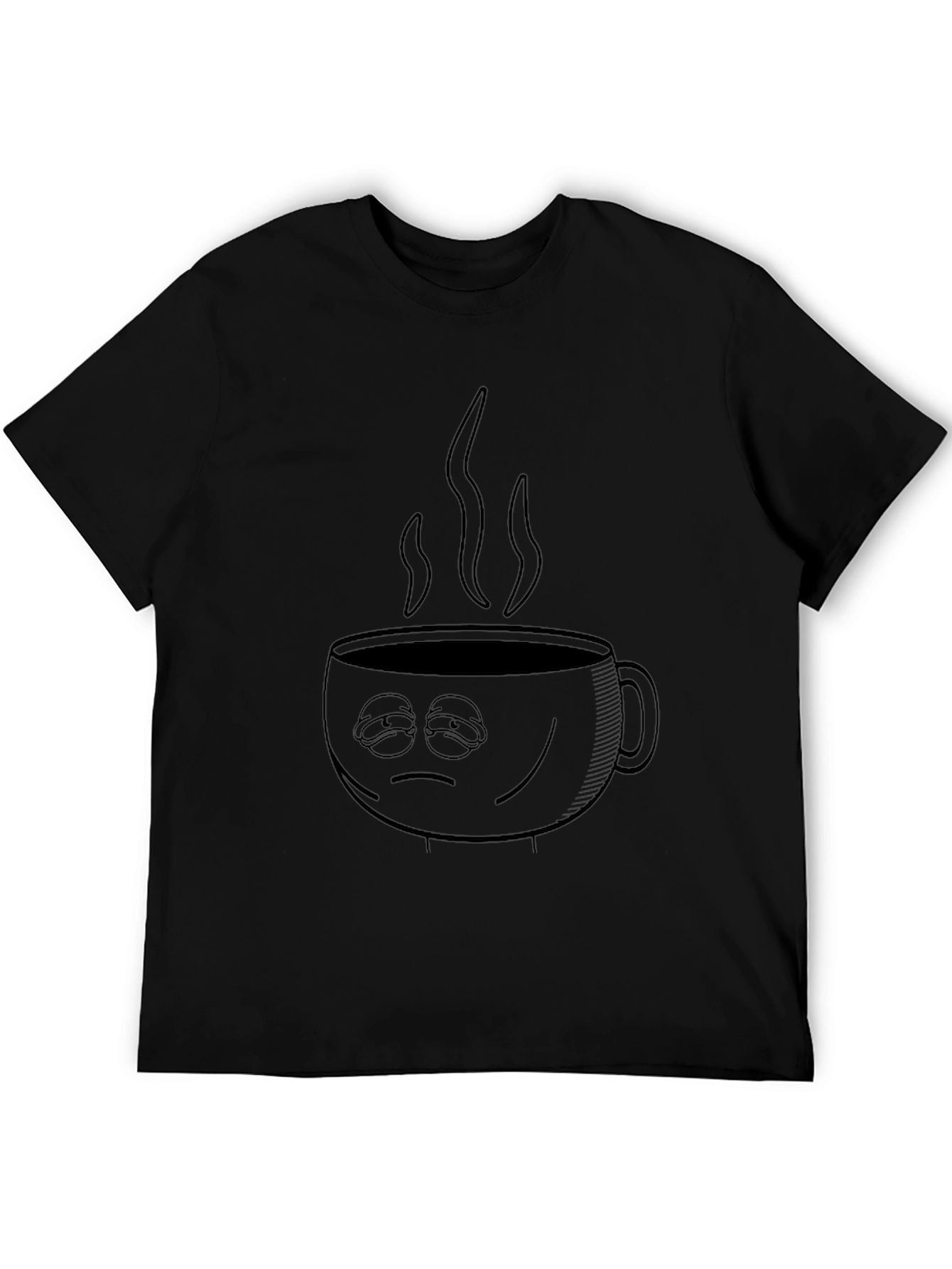 Sleepy Coffee Cup Graphic Tee - Black