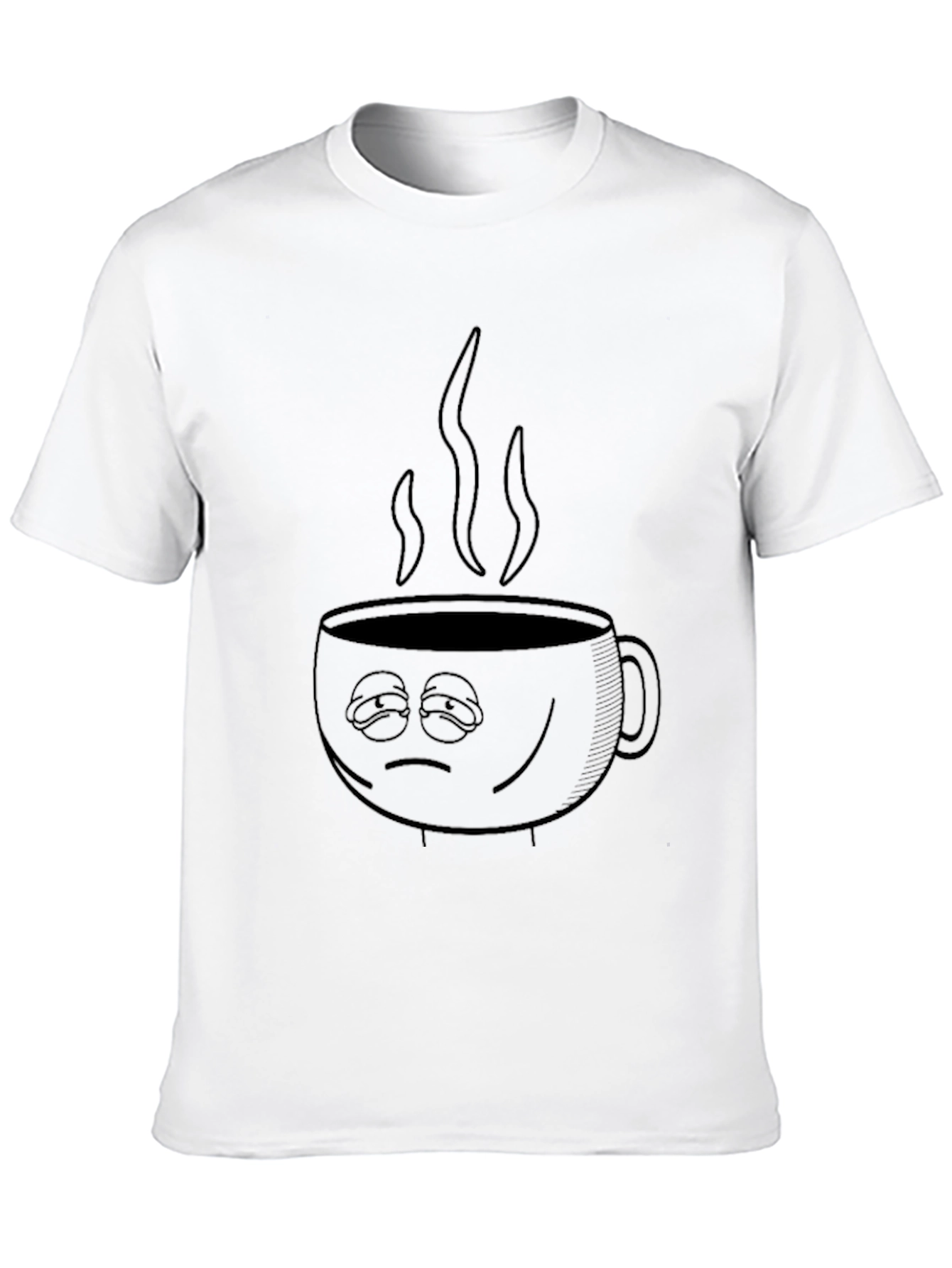 Sleepy Coffee Cup Graphic Tee - Black