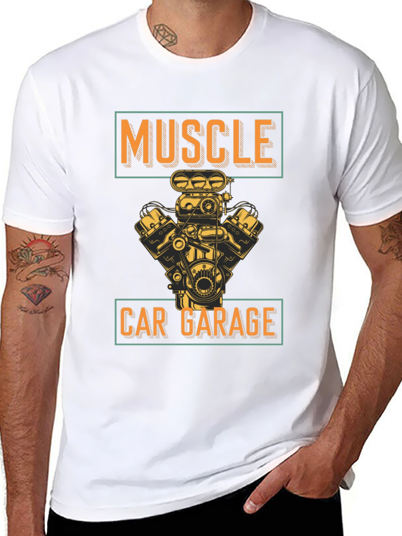 Muscle Car Garage Graphic Tee - Black
