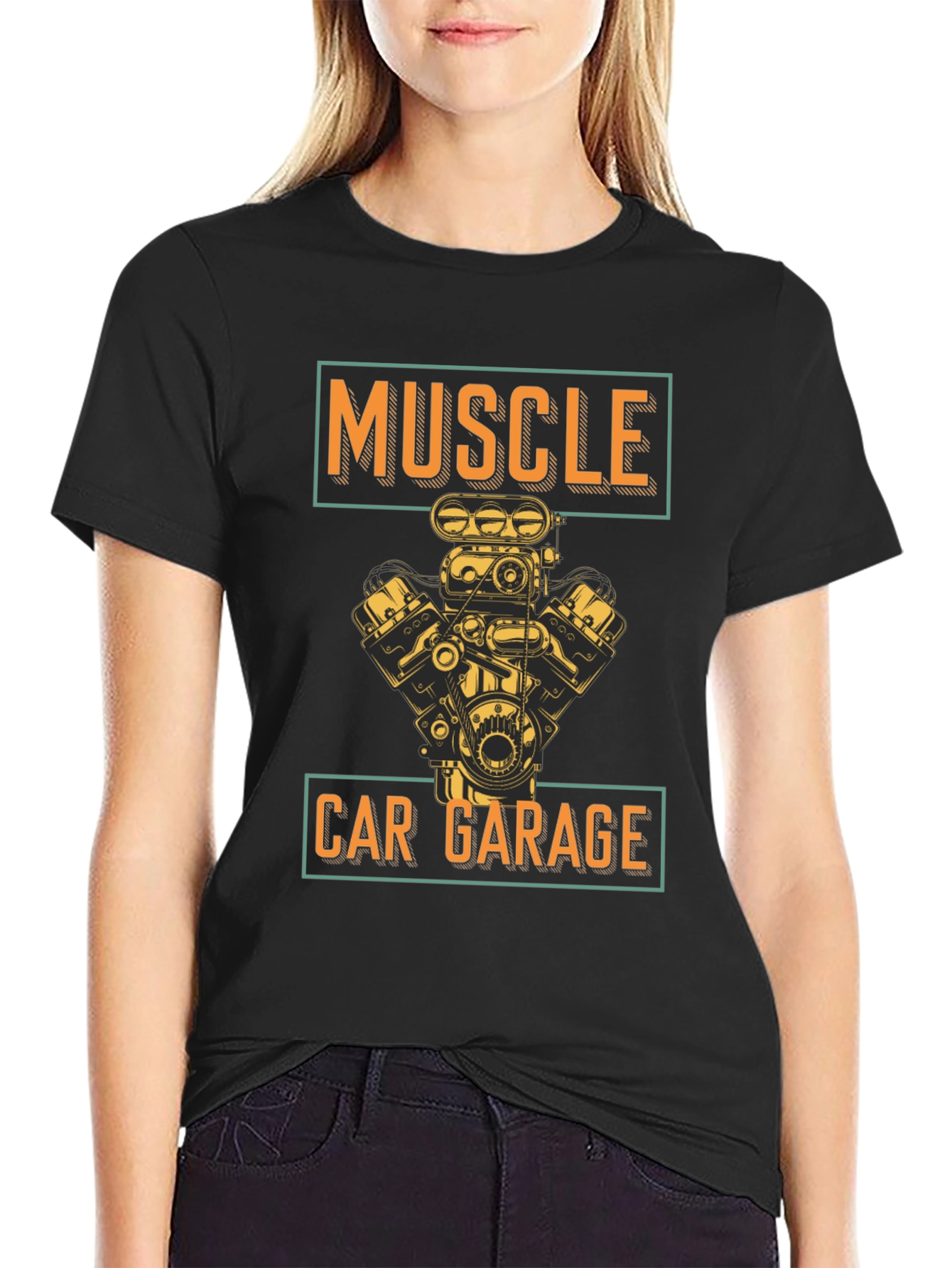 Muscle Car Garage Graphic Tee - Black