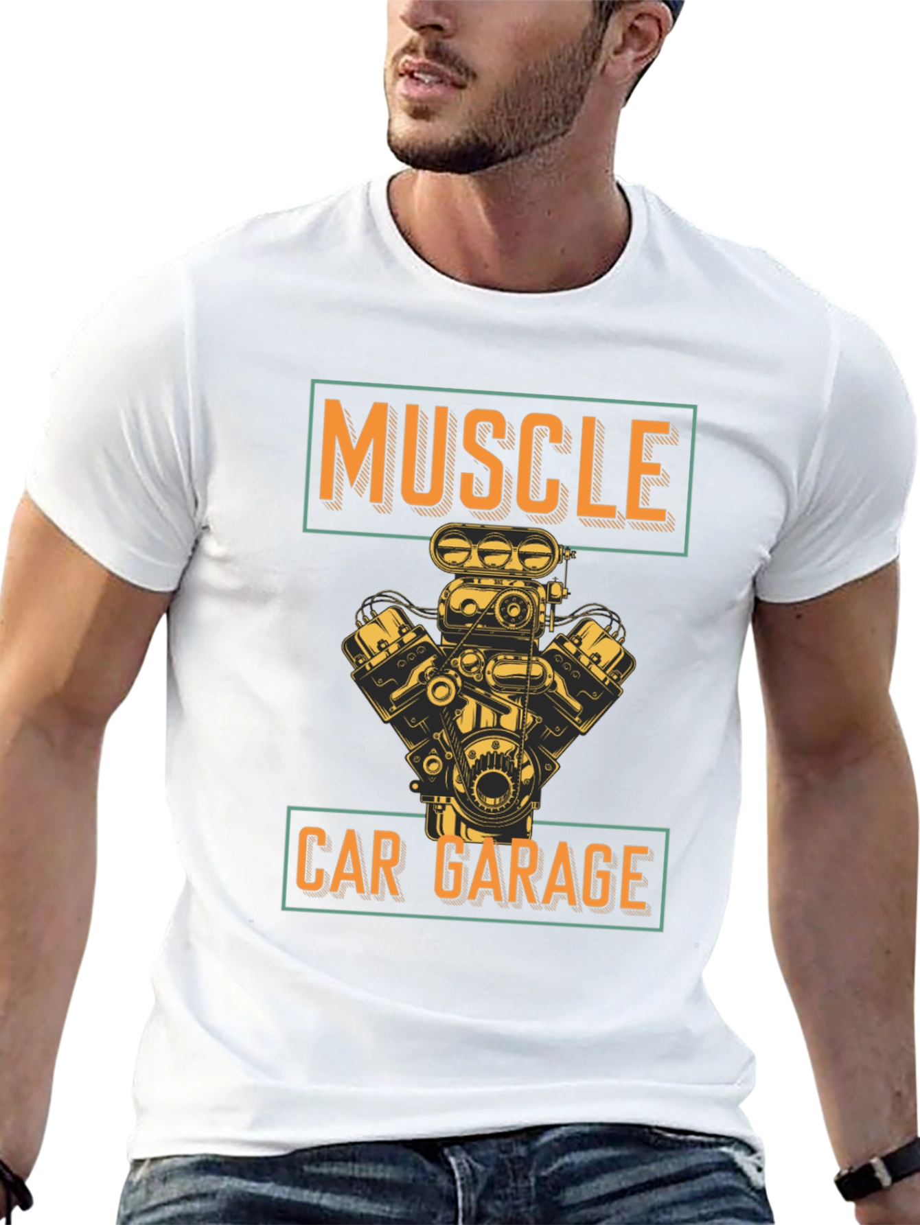 Muscle Car Garage Graphic Tee - Black
