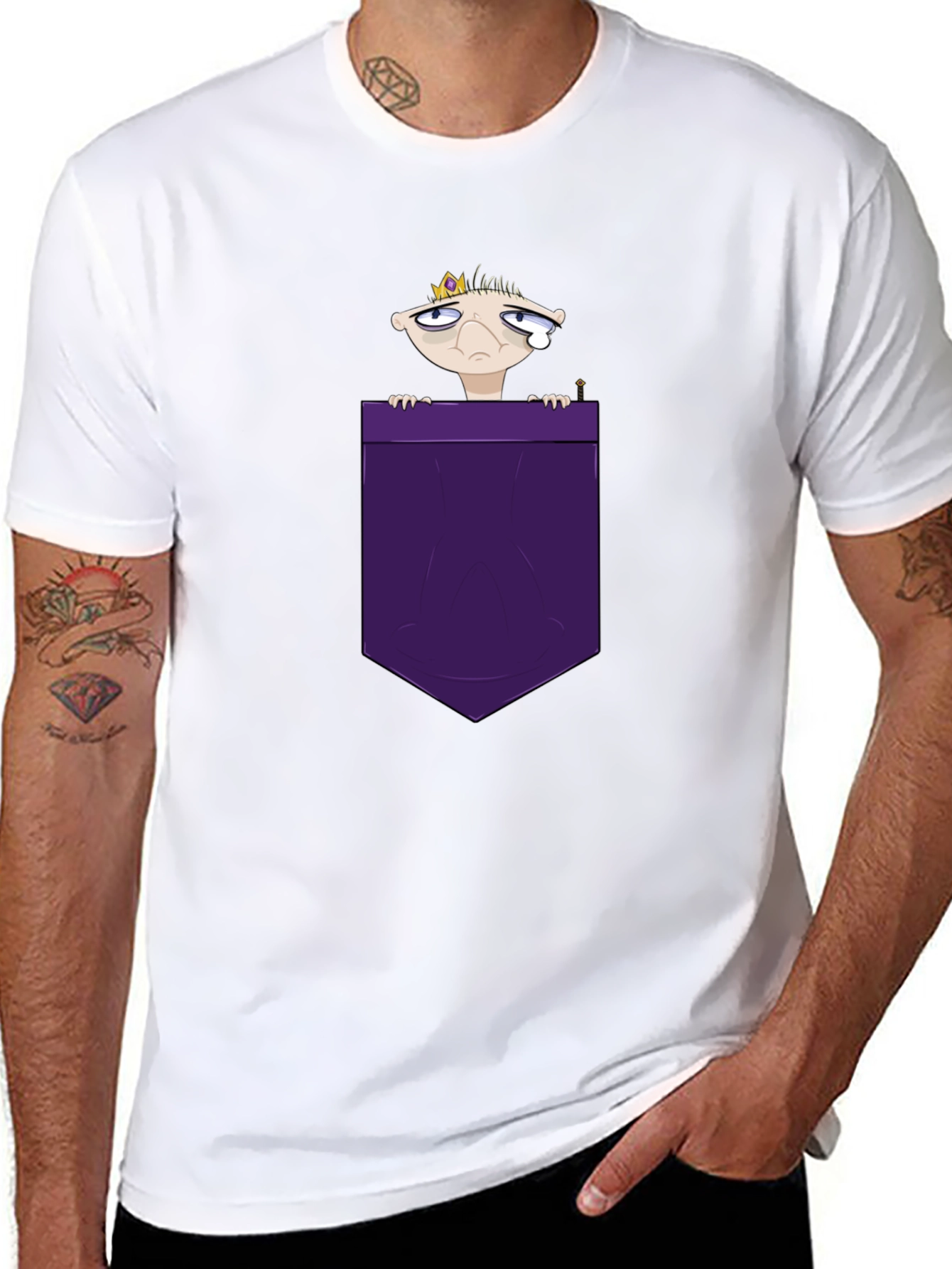 Cartoon King in Pocket Graphic T-Shirt