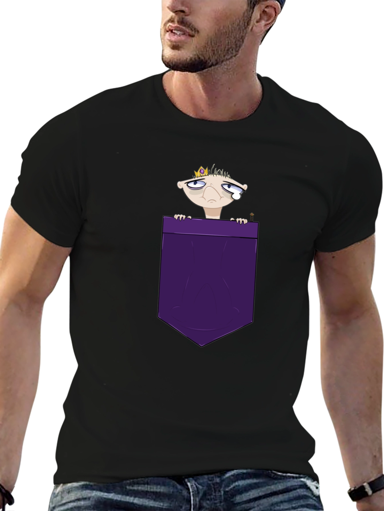 Cartoon King in Pocket Graphic T-Shirt