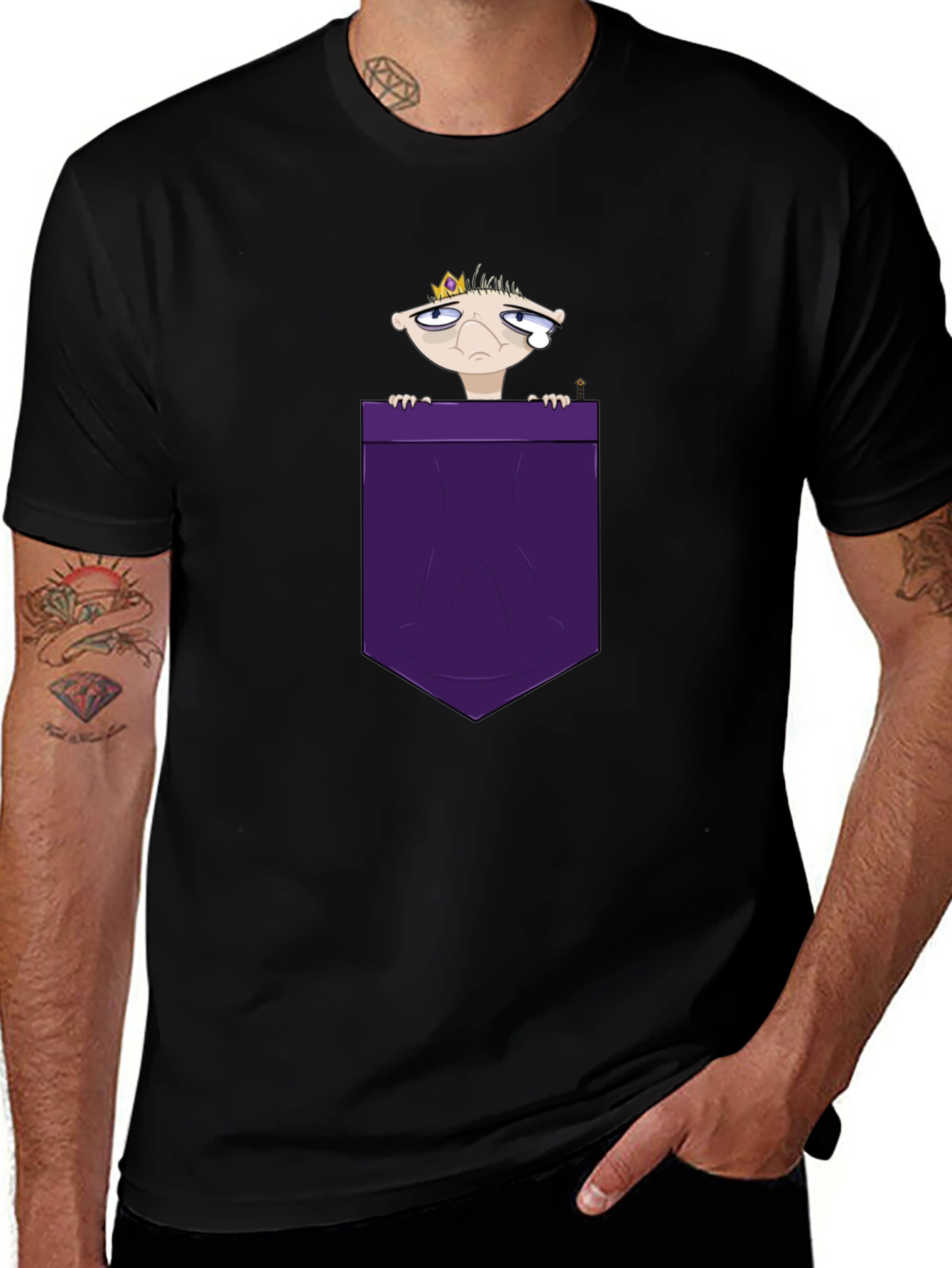 Cartoon King in Pocket Graphic T-Shirt