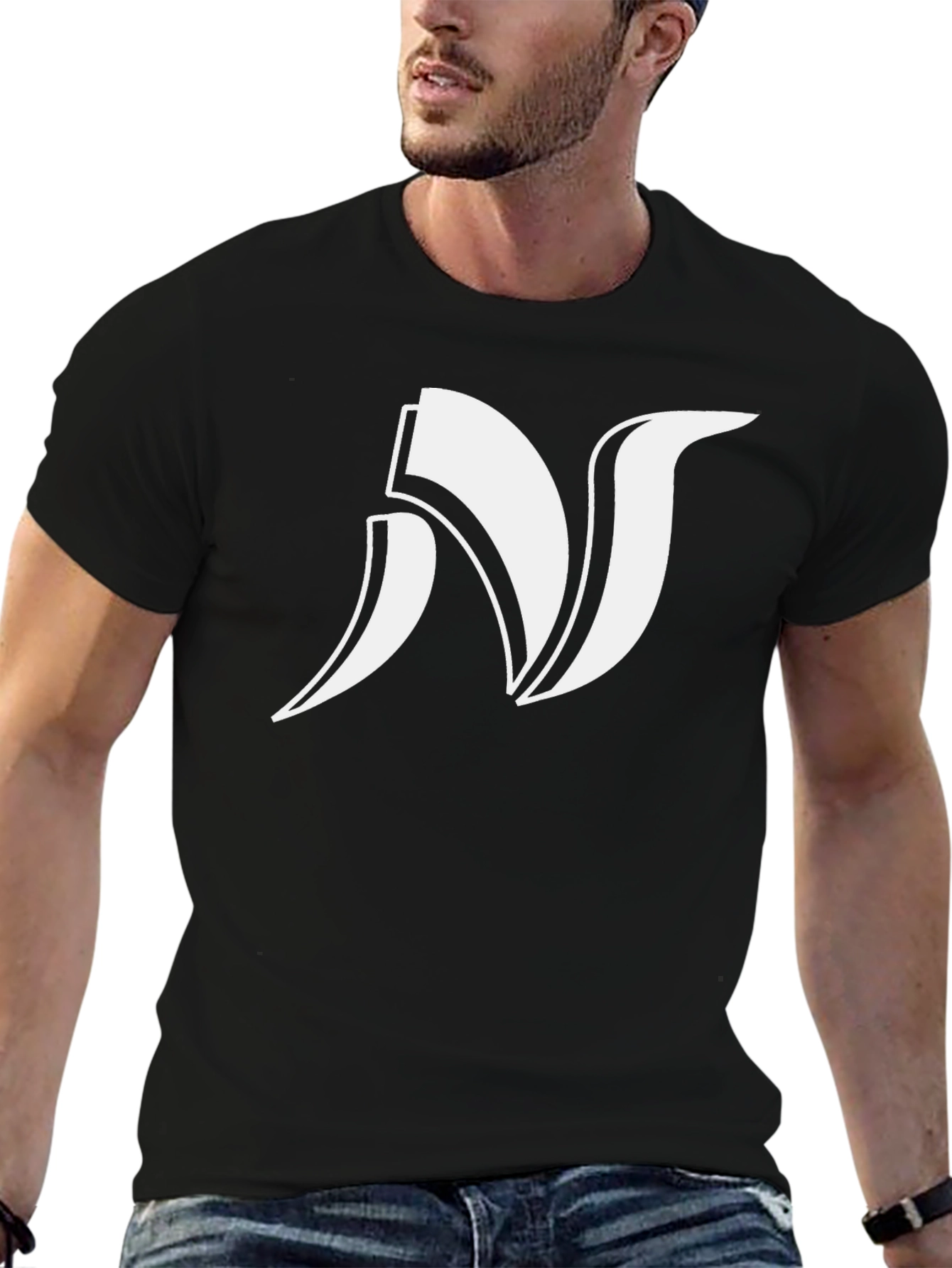 Bold Initial N Graphic Black Tee