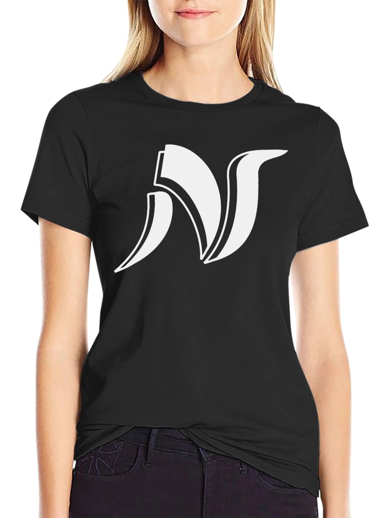 Bold Initial N Graphic Black Tee