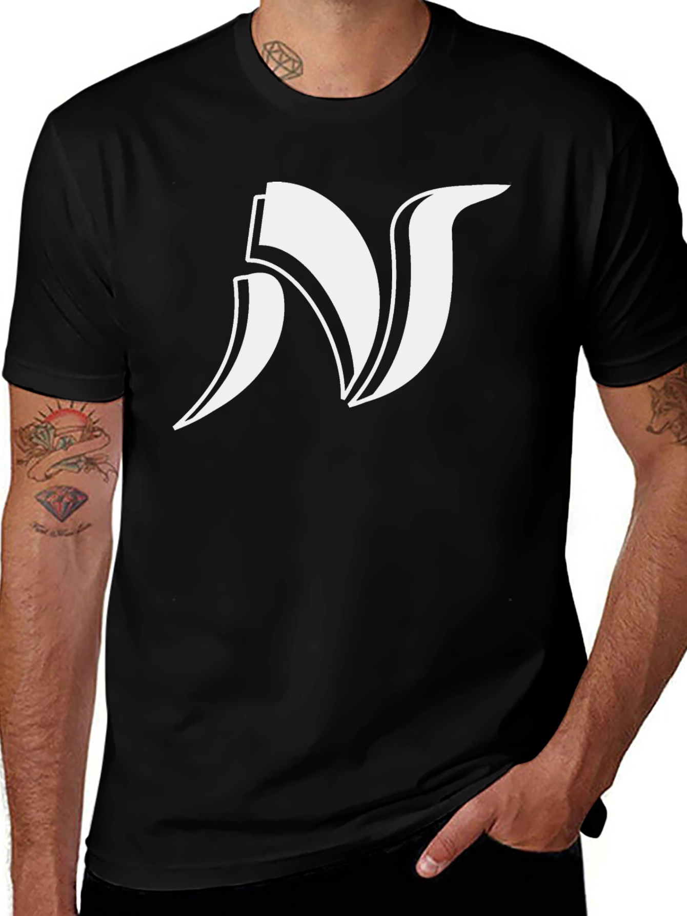 Bold Initial N Graphic Black Tee