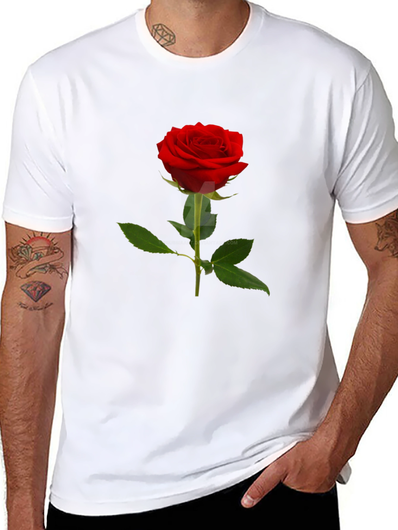 Classic Red Rose T-Shirt - Elegant Floral Design